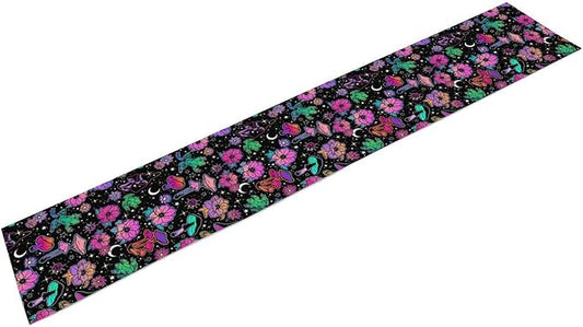 Gothic Star Moon Colorful Table Runner for Kitchen Living Room Home Party Boho Floral Table Runner 13x36 Inch