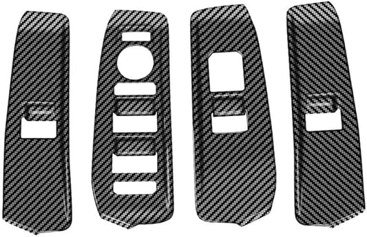 4pcs Carbon Fiber Style Front Rear Doors Window Glass Lift Switch Panel Cover Decorative Sticker Protection Car Interior Accessories for 2023-2025 KIA EV9 KT15