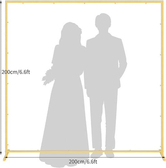 Wedding fashion arch background metal frame, (3.9, 5.2, 6.6 feet) suitable for background decoration frames such as weddings, birthdays, parties, baby showers, and photography (gold, 6.6*6.6)