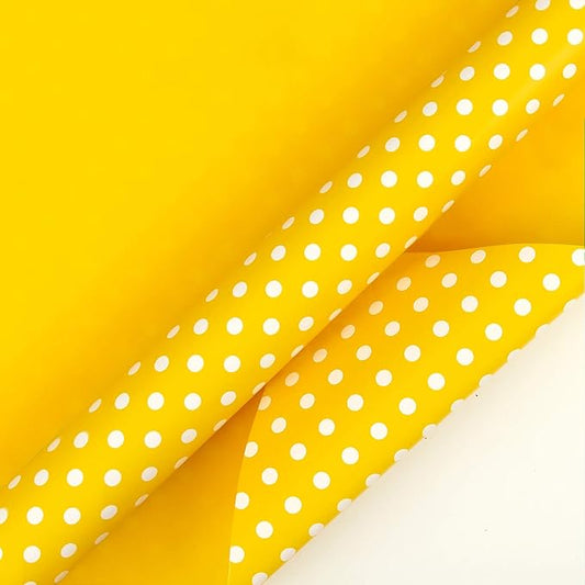 WRAPAHOLIC Reversible Wrapping Paper - Mini Roll - 17 Inch X 33 Feet - Yellow and Polka Dot Design for Birthday, Holiday, Wedding, Baby Shower