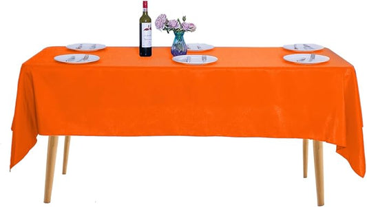 Ascoza 2pack 60x120 Inch Orange Rectangular Tablecloth 6 Feet Table Cloth in Polyester Fabric for Wedding/Banquet/Restaurant/Parties