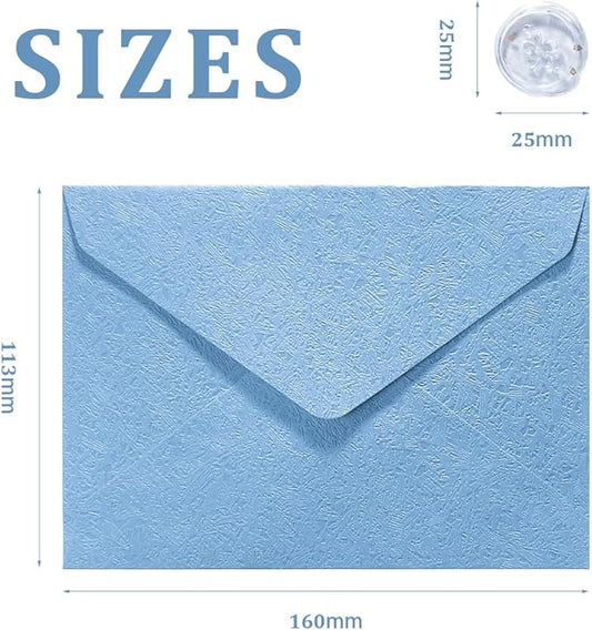 30 Pieces A6 Envelopes with 30 Seal Stickers, 6.32 x 4.45 inch Envelopes for 4 x 6 Wedding Invitation Cards, Greeting Cards, Graduation, Birthday Party Invitations, Blue.