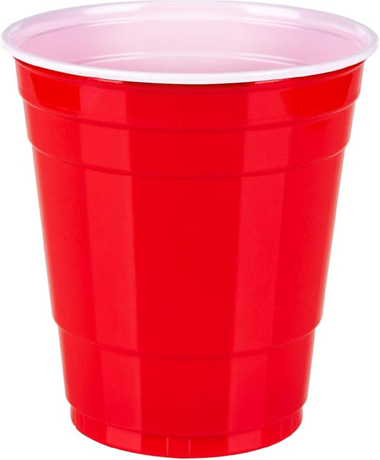 Amazon Basics Small Disposable Plastic Party Cups, Red, 9oz, 50 Count