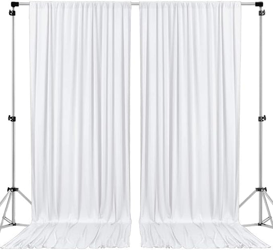 AK TRADING CO. 10 feet x 10 feet Polyester Backdrop Drapes Curtains Panels with Rod Pockets - Wedding Ceremony Party Home Window Decorations - White (Pack of 12)