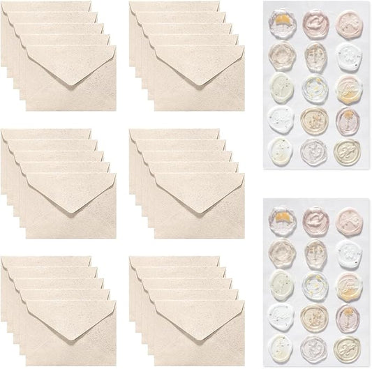 30 Pieces A6 Envelopes with 30 Seal Stickers, 6.32 x 4.45 inch Envelopes for 4 x 6 Wedding Invitation Cards, Greeting Cards, Graduation, Birthday Party Invitations, Yellow.