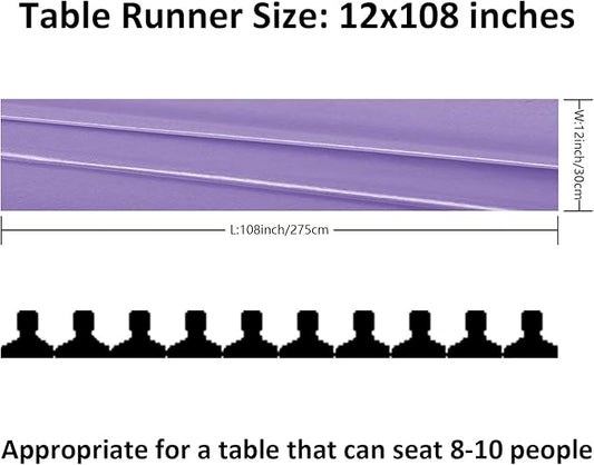 12Pack Table Runner 12 x 108 Inches Satin Silk Table Runner for Wedding, Birthday Party, Banquets, Graduations Decoration, fit Rectange and Round Table-Lavender