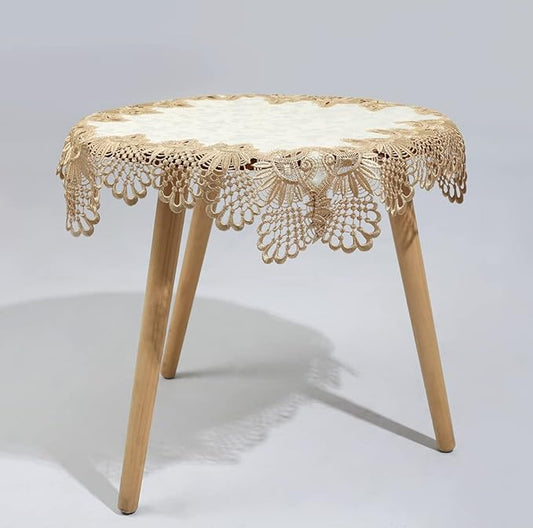 vctops Damask Lace Patchwork Tablecloth Luxury Square Small Table Cover Elegant Floral Embroidered Lace Table Cloth for Party Kitchen Dinning Picnic Decoration (Type B,22"x22")