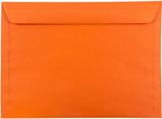 JAM PAPER 9 x 12 Booklet Colored Envelopes - Orange Recycled - 100/Pack