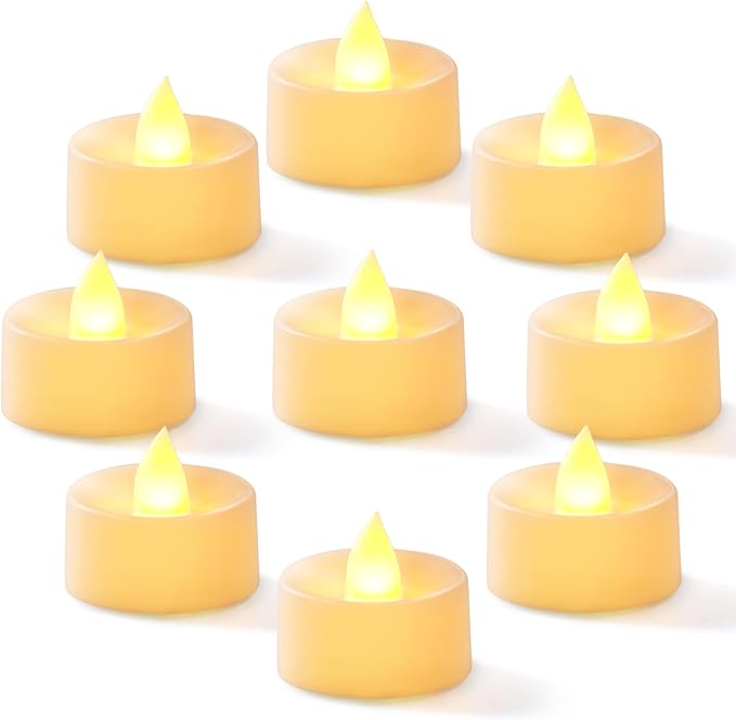 Homemory 50-Pack Flameless LED Tea Lights Candles Battery Operated, 200+Hour Fake Electric Candles TeaLights for Votive, Halloween, Ofrenda, Diya, Wedding Centerpiece Table Decor, Funeral, Christmas