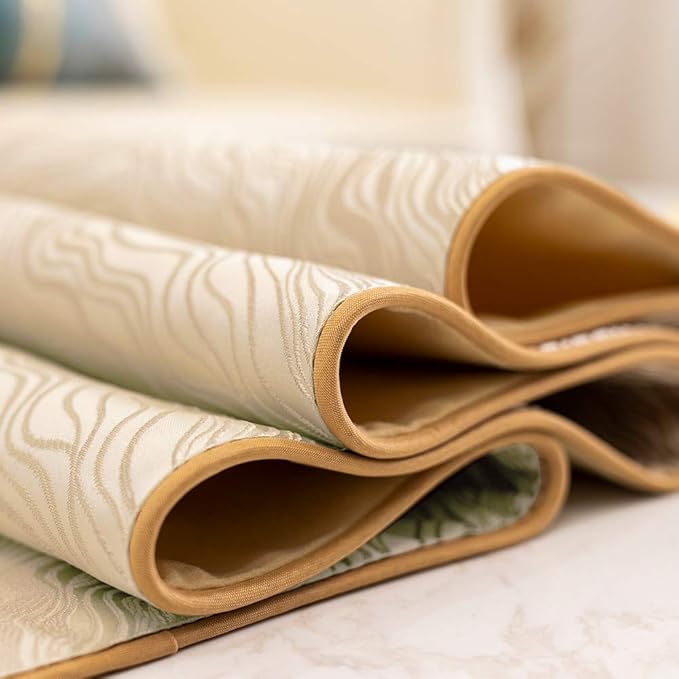 Avigers 12 x 108 Inch Decorative Luxury Abstract Striped Beige Table Runners with Tassels for Home Living Room Bedroom Art Decor Wedding