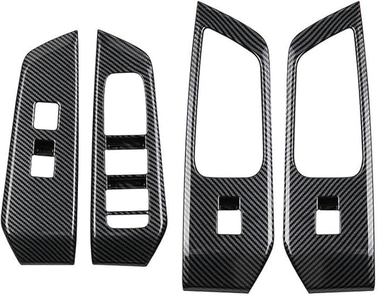 4pcs Carbon Fiber Style Front Rear Doors Window Glass Lift Switch Panel Cover Decorative Sticker Protection Car Interior Accessories for 2024-2025 Toyota Grand Highlander KT18