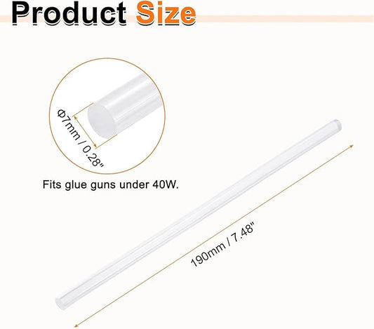 HARFINGTON 10pcs Hot Glue Sticks 0.28" Dia x 7.48" Long EVA Mini Hot Melt Adhesive Glue Stick for Hot Melt Gun Wood Plastic Glass Flowers Fabrics Foam, Clear