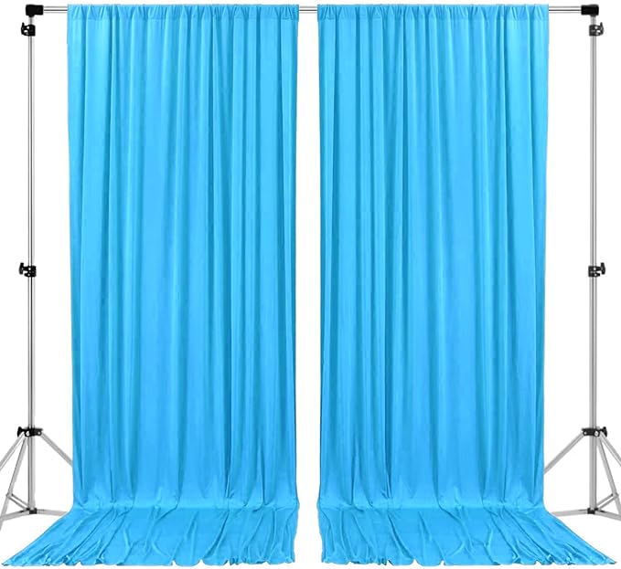 AK TRADING CO. 10 feet x 8 feet IFR Polyester Backdrop Drapes Curtains Panels with Rod Pockets - Wedding Ceremony Party Home Window Decorations - Turquoise