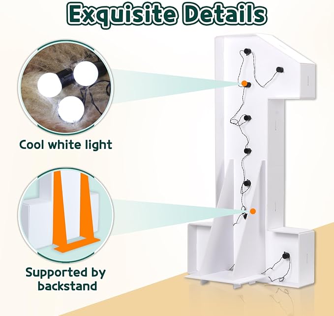 Marquee Numbers 3 Feet Tall Big Light Up Numbers 60th Birthday Decorations Women Men White Anniversary Party Decor Large Cardboard Prop Backdrop Sign 60