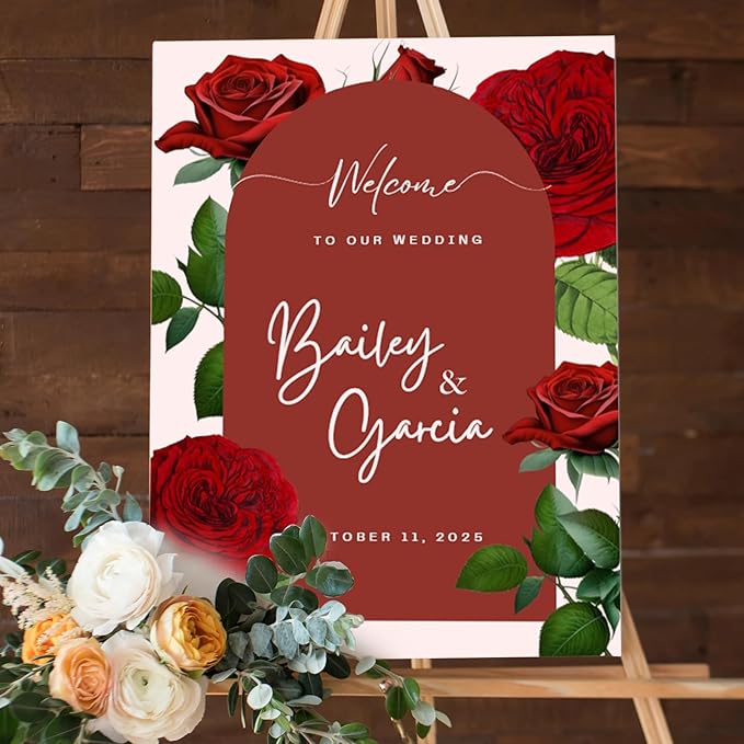 Custom Weddings Reception Signs for Bride & Groom, Personalized Welcome Wedding Sign for Celebration Decor, Custom Entrance Sign Canvas, Wall Art for Bridal Party, Engagement