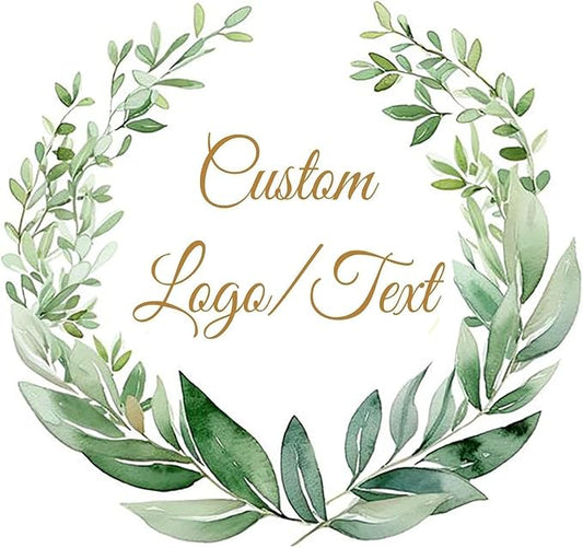 Custom Stickers for Weddings, Birthdays & Businesses - Personalized Labels with Your Logo - Waterproof, Fade and Heat Resistant - Pack of 100-1000 (Wreath D, 4 Inch)