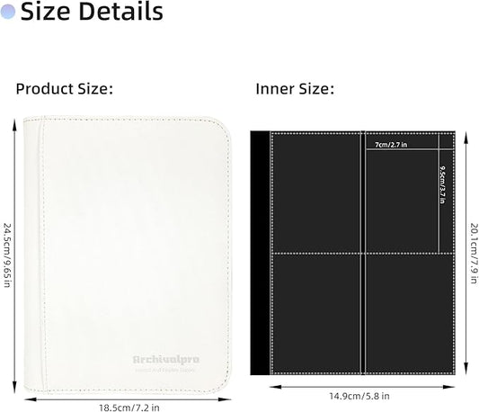 4 Pockets Premium Card Binder 160 Cards Trading Card Binders No Ring Card Storage Display Album(4 Pocket 160 Card Slot,White)