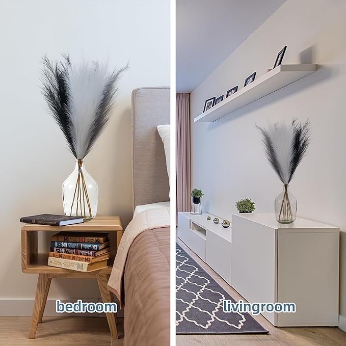 EVODIS Pampas Grass Decor Tall, 43"/110cm Faux Pampas Grass 6 Stems Large Pompass Grass Branches Tall Bulk Boho Flower Arrangement for Home Room Wedding Party Decor