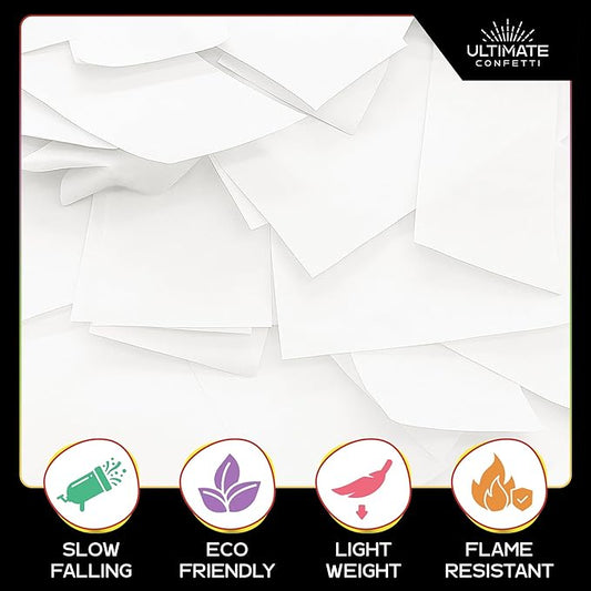 Ultimate Confetti, White Biodegradable Confetti - Rectangular Fluttering Tissue Paper Confetii for Cannon and Launcher use – Best for Mother’s Day, Wedding, Parties and Live Events - 1 lb, 16 oz