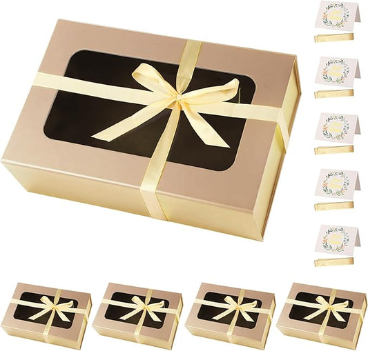 Rose Gold Large Gift Boxes with Window, 13.5"x9"x4.3" Bridesmaid Boxe for Gift Giving,Birthday Gift Box with Magnetic,Closure Lid Gift Boxes for Presents,Cute Boxe,Luxury for Gift Packaging,Gift Box for Wrapping Gifts