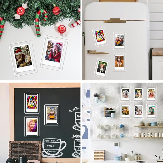 4x6 Acrylic Magnetic Picture Frames Refrigerator, Clear Magnetic Fridge Photo Frame Compatible with Polaroid Camera Photos for Home/Kitchen Refrigerator/Locker/Cabinets/Wall, 6 Pack