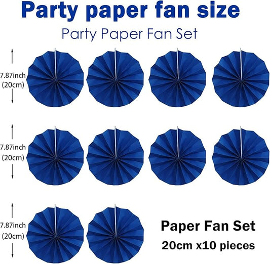 Blue Birthday Decorations,DIY Blue Paper Fans Hanging Decoration ,Party Decorations for Adults 8in, Royal Blue Birthday Decorations,Baby Shower Decorations 30 Color DIY Set (Navy Blue)