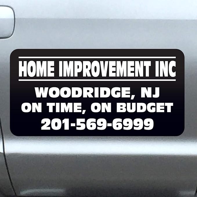 Vehicle Magnets Sign with Custom Lettering 12" X 24" (Set of 2) -Landscape, Construction, Handy Man, Plumbing, car Repair Shop-Black
