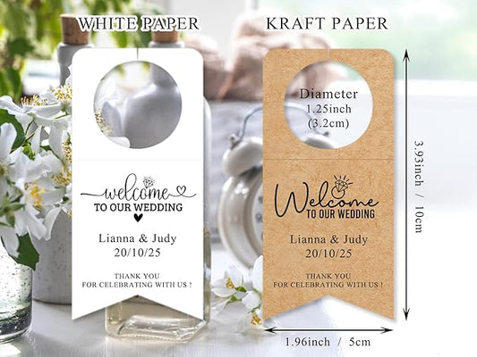 Custom Water Bottle Hang Tags,Wine Bottle Labels Hangover Kit Tags,Personalized Water Bottle Labels for Reception,Welcome Bottle Tag for Hotel,Wedding,Birthday,Housewarming