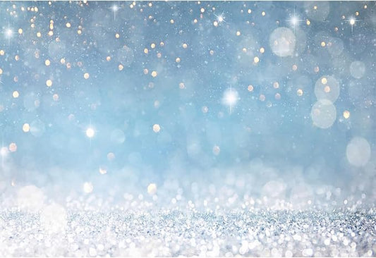 6x4ft Blue Bokeh (Not Glitter) Backdrops Birthday Party Abstract Golden Sparkling Spots Photography Background Baby Shower Wedding Prom Graduation Party Bokeh Decor Banner Photoshoot Props