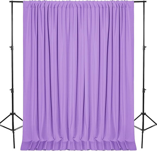 DWCN 10x10 FT Backdrop Curtains for Parties, Photography Backdrop Drapes with Rod Pockets for Wedding Decorations Stage Birthday Family Gatherings, 2 Panels 5ft x 10ft, Lavender