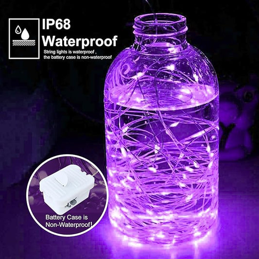 pozzolanas 24 Pack 7ft Waterproof LED Fairy Lights - Battery Operated String Lights with 20 LEDs for Home, Mason Jar, Party, Wedding, Halloween, Christmas Decorations (12 Multicolor & 12 Purple)