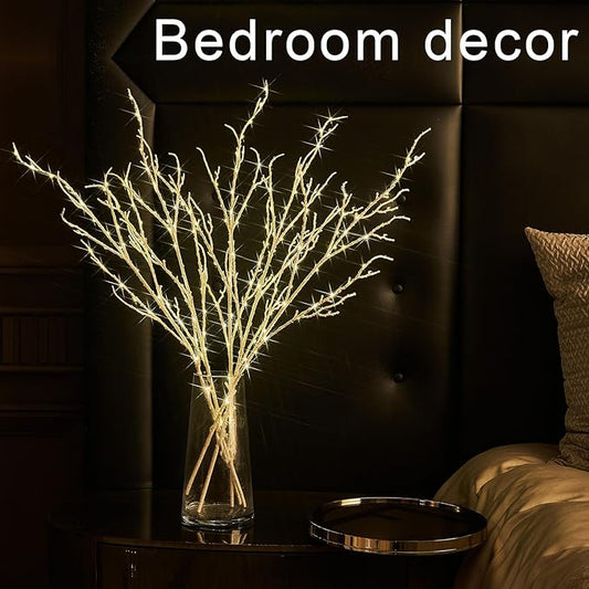 Fudios Lighted Branches Plug in 32IN 200 LED Mantle Winter Decor, White Twig Branch Lights for Christmas Holiday Party Indoor Outdoor