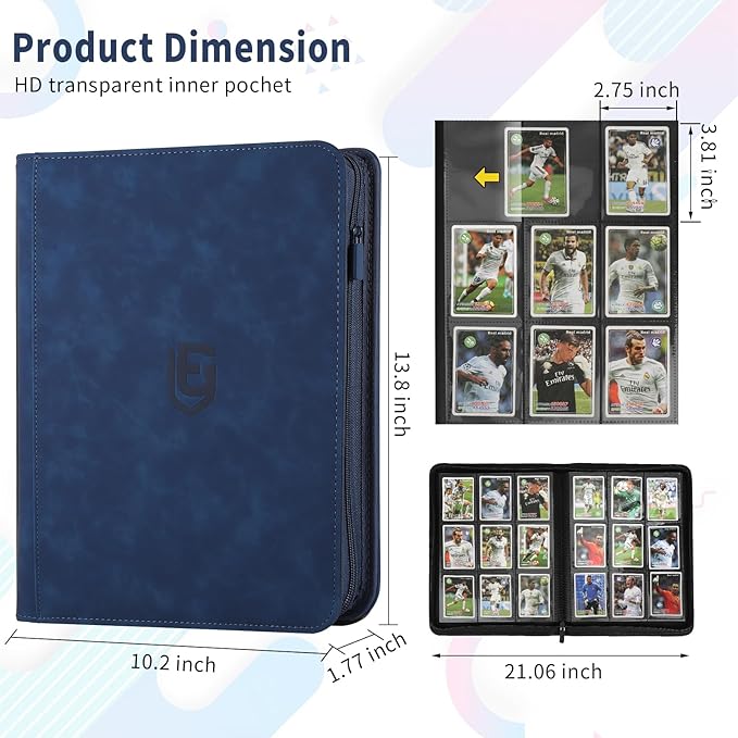 9 Pocket Card Binder,540 Pocket Trading Card Binders,Loading Pocket Collectible Card Album for MTG, TCG, Sport Card, Game Cards Navy Blue