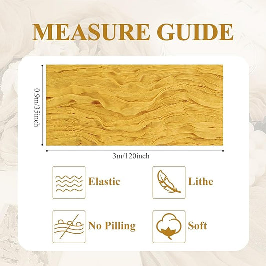 Asee'm 2pcs Cheesecloth Table Runner 120 Inches Long Gold Boho Gauze Cheese Cloth Runner 10FT Rustic Sheer Table Runners for Christmas Wedding Party Baby Shower Spring Easter Decoration