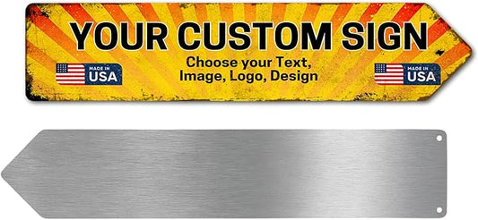 Custom Right Arrow Metal Sign by DC | Directional Signs for Indoor & Outdoor Use | Personalized Rust-Free Metal Yard Display | Customized Weatherproof Road Arrow Marker | Multiple sizes | Made in USA