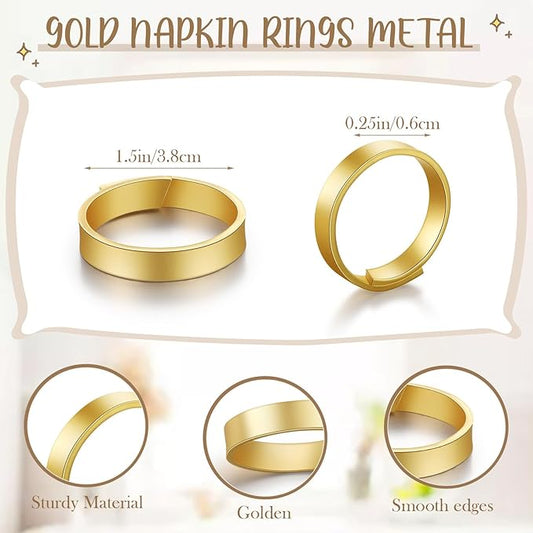 Lallisa Gold Napkin Rings Metal Napkin Ring Holders for Cloth Table Decorations for Wedding Anniversary Birthday Dinners Party of Table Setting(24 Pcs,Simple)