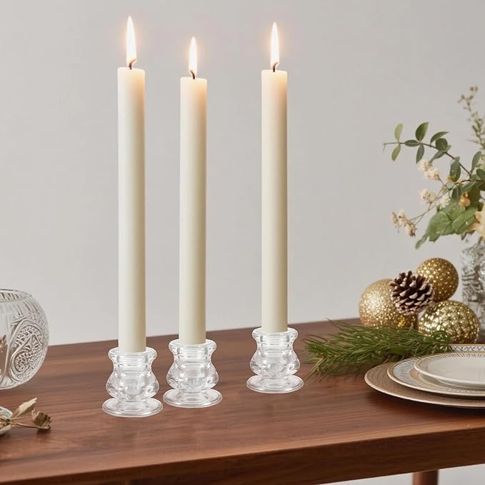 Garvee 24PCS Clear Glass Candlestick Holders Bulk, 2.2" H Taper Candle Holders for Wedding, Party, Dining Table and Holiday Decoration