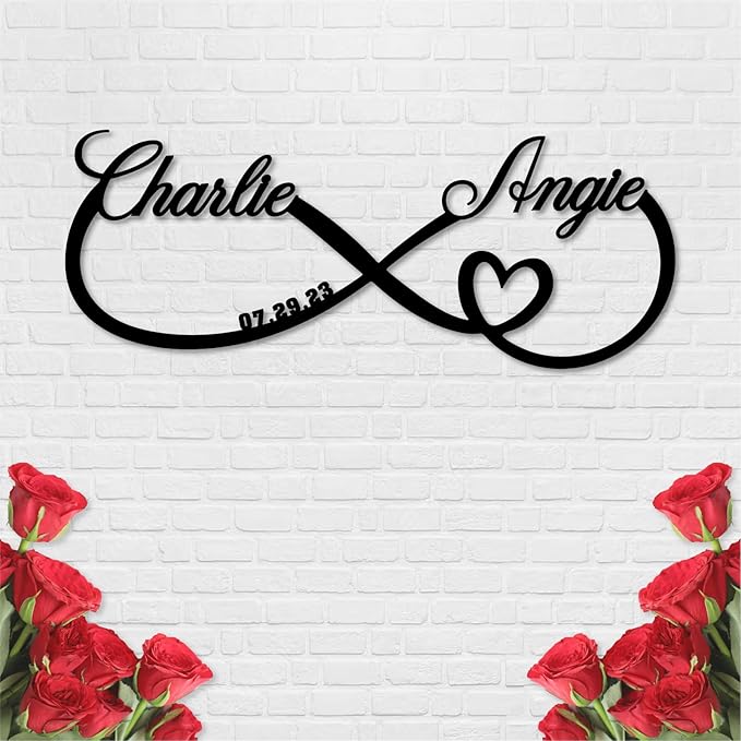 Personalized Custom Infinity Heart Sign, Metal Infinity Sign, Infinity Heart Wall Decor, Custom Name Signs, Romantic Home Decor For Anniversary Or As Valentines Day Decoration