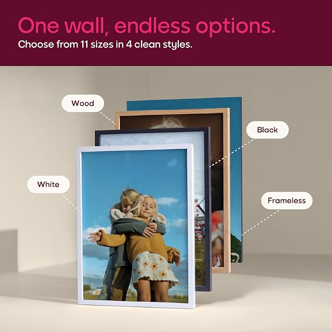 Mixtiles Official - Custom Photo Tiles - Personalized Printed Photos - Magnetic Wall Frames - Adhesive Sticker, No Nails - Various Sizes and Frames - 8x8-9Tile - White Frame