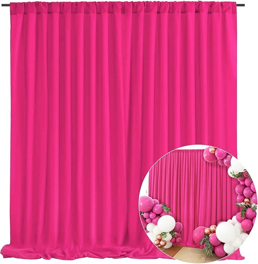 10 x 7 Feet Fuchsia Backdrop Curtain for Partie, Background Curtains for Photoshoot, Birthday, Wedding, Halloween, Thanksgiving, Christmas Day, New Year Party Decorations 5Ft x 7Ft, 2 Panels
