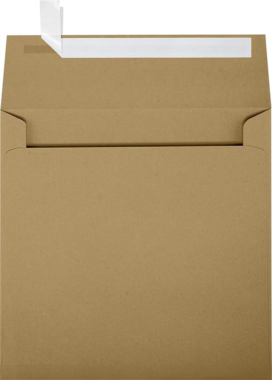 LUXPaper Square Invitation Envelopes | Peel & Press | 5 3/4" x 5 3/4" | Grocery Bag Brown | 70lb. Text | 50 Qty