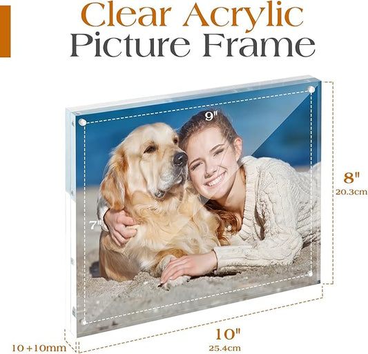 TWING 6 Pack 8 x 10 Acrylic Picture Frames, Magnetic Lucite Clear Picture Frame, 8 by 10 Magnetic Photo Frame Self Standing Double Sided, Gift