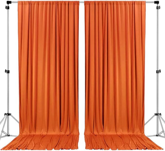 AK TRADING CO. 10 feet x 8 feet Polyester Backdrop Drapes Curtains Panels with Rod Pockets - Wedding Ceremony Party Home Window Decorations - Orange (DRAPE5X8-ORANGE) (Pack of 2)
