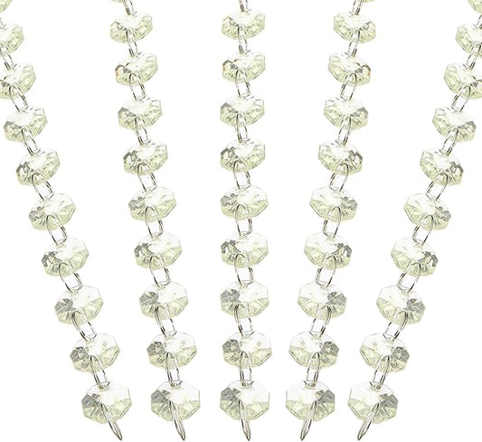 PATIKIL 14 mm Crystal Garland Strands, 98.4 Ft Acrylic Octagon Chandelier Bead Chains String for DIY Craft Wedding Party Home Decorative Jewelry Making, Champagne