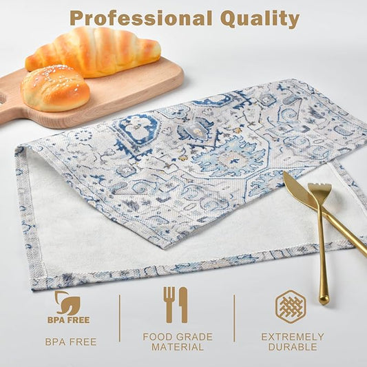 Snycler Table Runner Boho Table Runners Vintage Elegant Farmhouse Table Center Linen Decor for Home Dining Party Entrance (12x18 Inch ,Set of 4) Boho-White