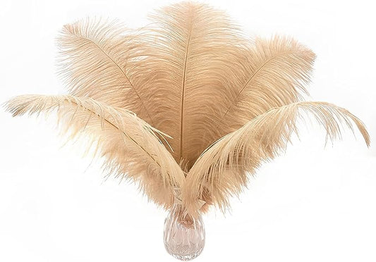 Ballinger Large Champagne Ostrich Feathers - 24pcs 8-10inch Boho Feathers for vase and Home Decor Wedding Party Centerpieces