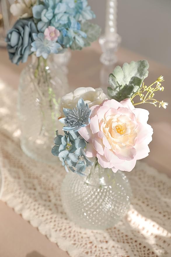 Serra Flora Artificial Flowers Combo Box Set Faux Flowers Bulk Flower Leaf with Stems Arrangements for DIY Wedding Bouquets Party Table Centerpieces Home Decorations Indoor Outdoor