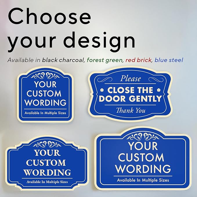 Personalized Custom Decorative Outdoor Metal Signs, Aluminum, Waterproof, Design 2 Blue Steel 10x7 In