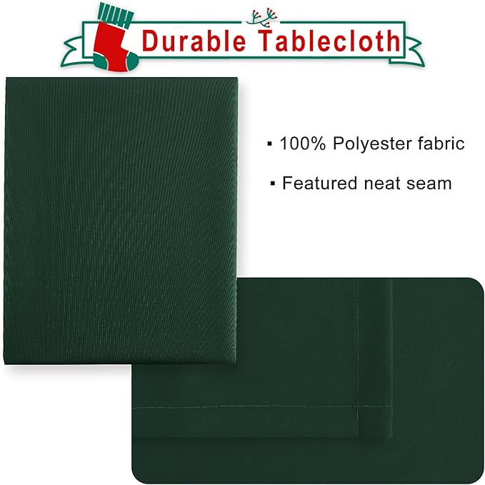Hiasan Waterproof Tablecloth Rectangle - Washable Fabric Table Cloth for Dining Room Kitchen Birthday Party and Outdoor Use, Hunter Green, 70 x 108 Inch