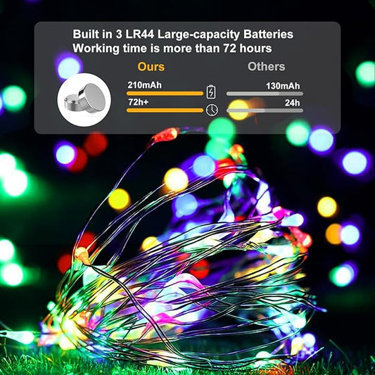 pozzolanas 100 Pack Multicolor Battery Operated String Lights - 7ft Waterproof Fairy Lights with 20 LEDs for Home, Mason Jar, Party, Wedding, Halloween, Christmas Decorations